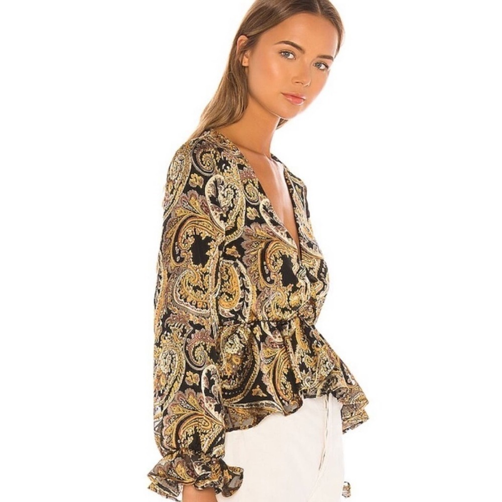 house of harlow 1960 maisha top in black gold paisley size small - Picture 3 of 13